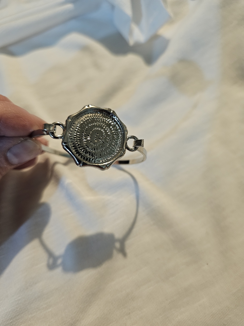 Textured Silver Sunburst Cuff Bracelet - Women's Jewelry